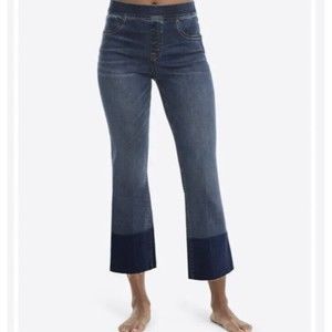Spanx Cropped Flare Jeans Sz S #20231R Blue Pull On Medium Wash 25" Inseam NWT